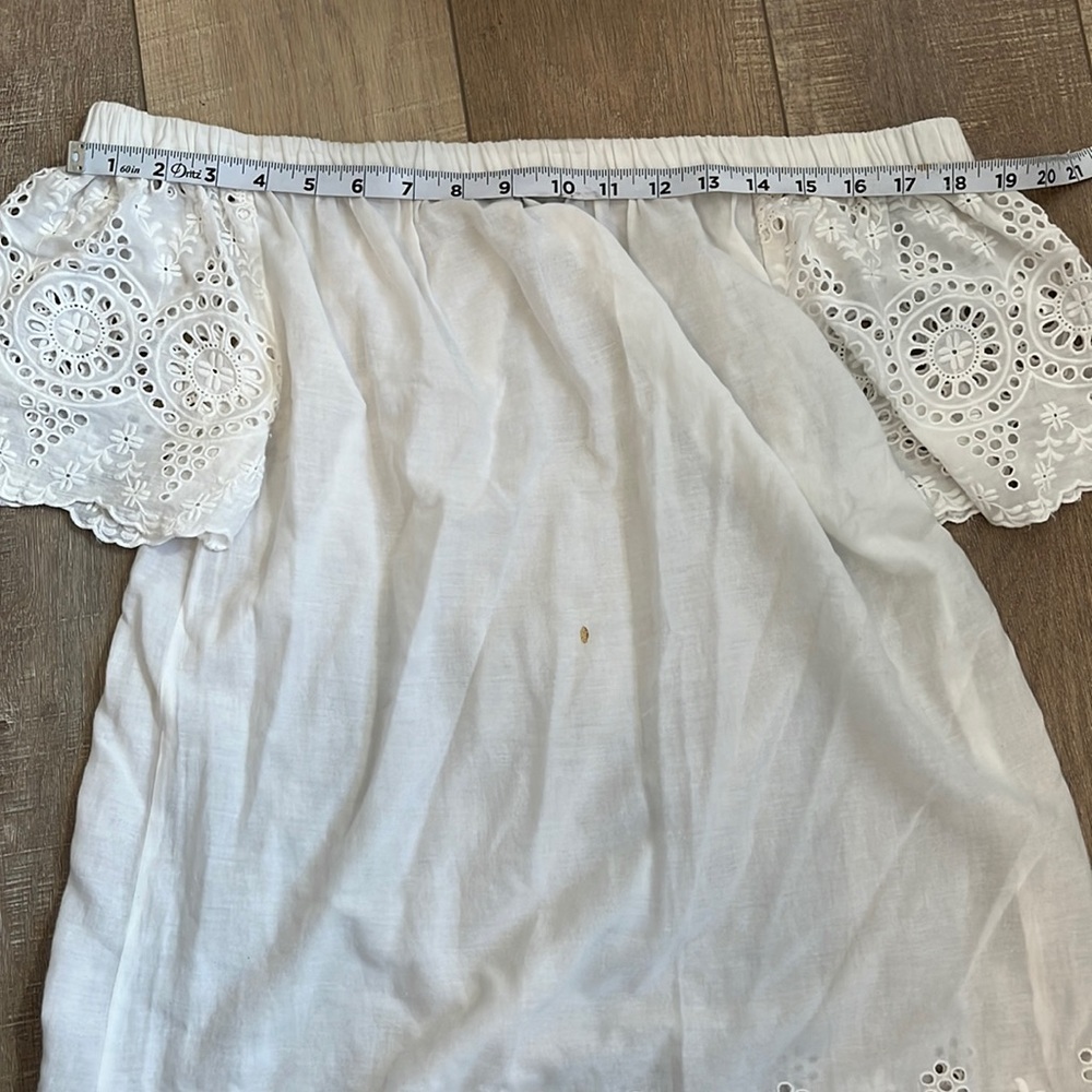 Lauren Ralph Lauren off the shoulder white dress eyelet detail sz S - Picture 7 of 9